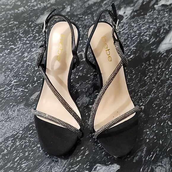 BRAND NEW BEBE STRAPPY HIGH HEEL STILETTOS RHINESTONES STRAP SANDAL - Picture 4 of 15